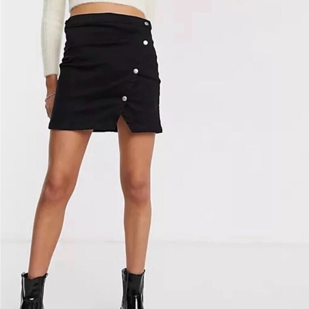 Free People We The Free Black Mini Skirt with Button Accents
